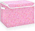 CaTaKu Large Fabric Storage Bins With LidsPink Sprinkle Storage Boxes With Handles for Organizing Clothes Collapsible Storage Cube Bins Baskets for Shelves