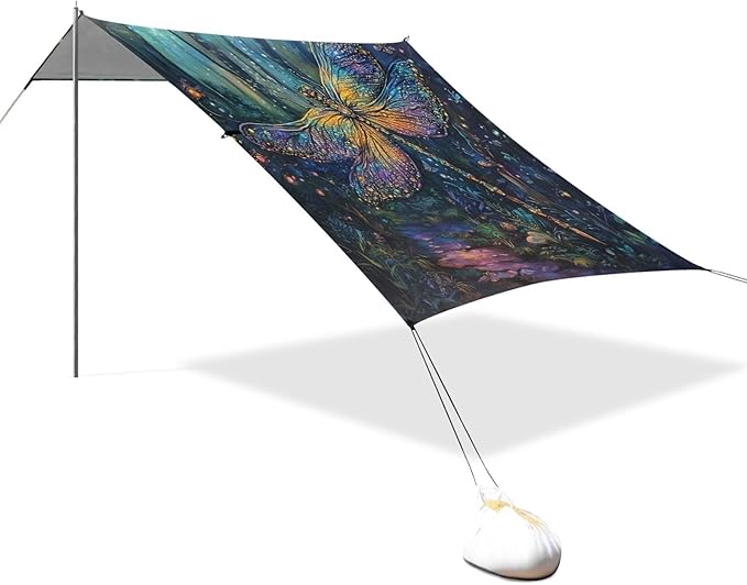 ALAZA Forest Dragonfly Magic Beach Tent Sun Shelter Portable Canopy Sunshade for Outdoor Camping Picnics Backyard Fun 10x9 ft