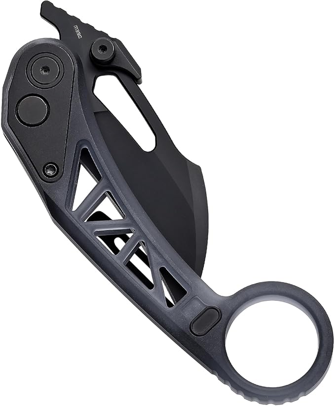 Hightron-Darkclaw Karambit Pocket Knife 3.94'' - Bohler M390 Blade with Integral Black Transparent Acrylic Handle- Button Lock - Pocket Quick Opening Hook- Knife Collector`s Gift