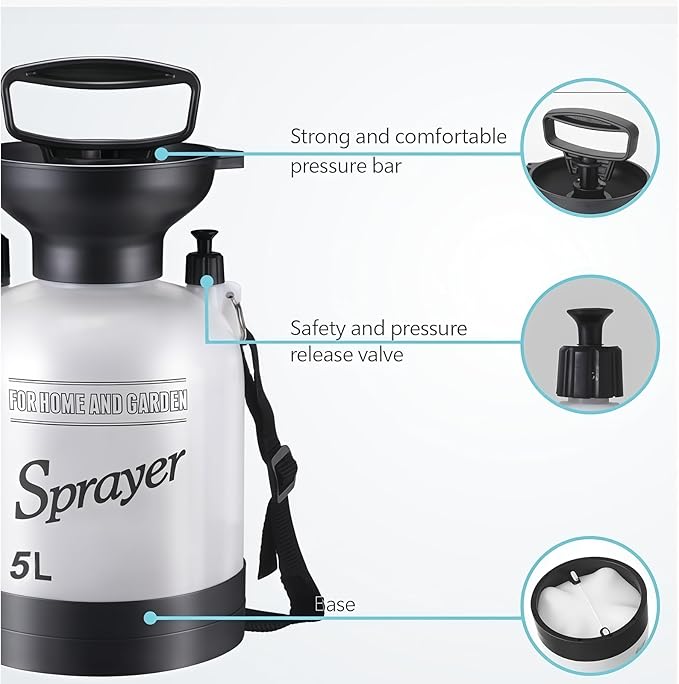 5L Hand Press Portable Shower 10 Spray Modes with Removable Hose &amp Shower Head No Electric Needed – Ideal for Camping Hiking Travel Beach Garden Pet Shower