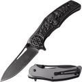 Stonewashed Spring Assist Opening Pocket Knife - Hunting Camping Fishing Tools