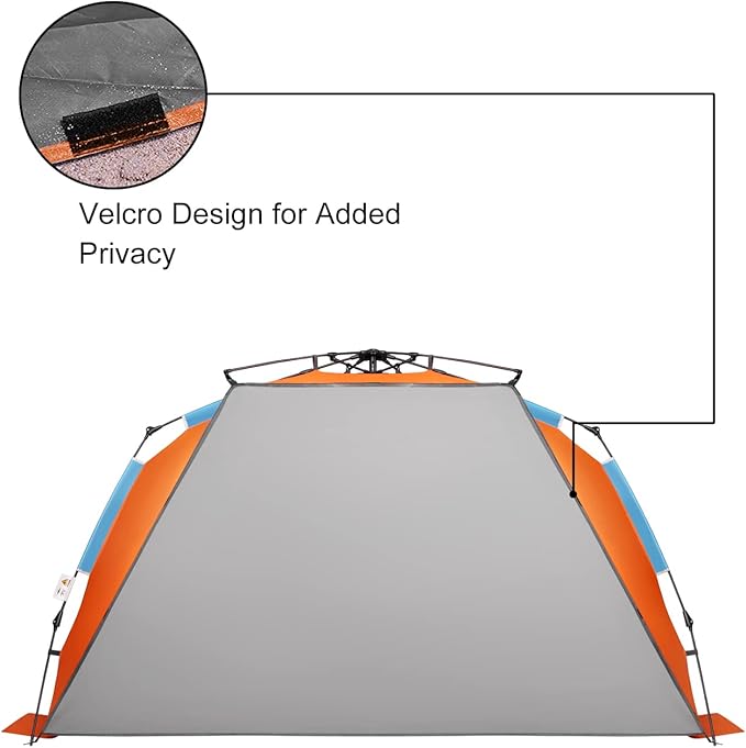 Oileus XX-Large Beach Tent Sun Shelter for 5-6 Person Portable Sun Shade Instant Pop Up Tent for Beach with Carrying Bag Stakes 6 Sand Pockets Anti UV for Fishing Hiking Camping Waterproof