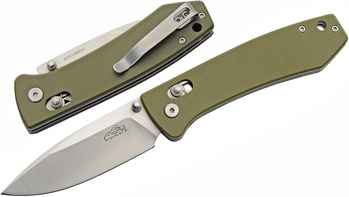 Rite Edge SZCO 4.25 Folding Pocket Knife with Rolling Lock – 8Cr13 Stainless Steel Blade Green G10 Handle EDC Folding Knife with Pocket Clip – Tactical Pocket Knife for Men &amp Women for Camping