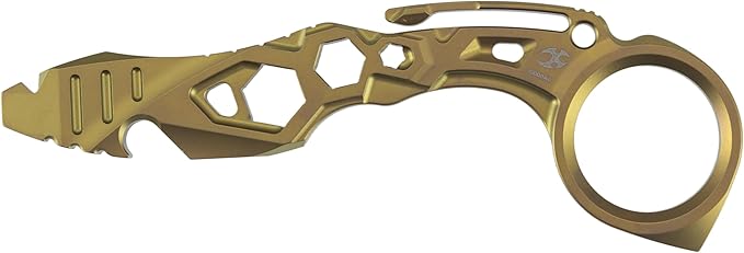 KANSEPT PryMate Golden Anodized Titanium Pry Bar Multitool with Glass Breaker Bottle Opener Hex Bit Pocket Cilp for Your Versatile Companion for Everyday Carry and Camping Accessories G008A8