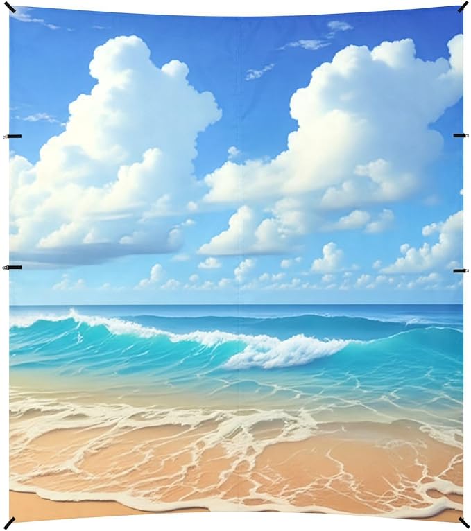 Beach Canopy with Windproof Ropes &amp Sandbags Beach Tent Sun Shade Sun Shelter for Camping Trips Fishing Backyard Fun or Picnics Beach