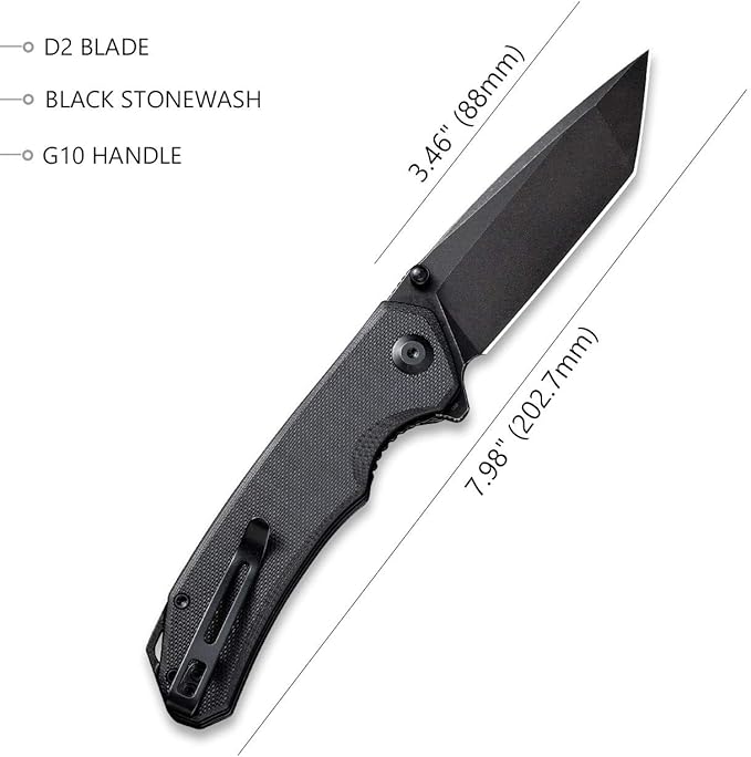 CIVIVI Brazen Folding Pocket Knife3.5-Inch Tanto D2 Plain BladeG-10 Outdoor Camping Hiking Knife with Thumb Studs and Flipper openerUnique Tool Gift for EDC Men Women C2023C (Black)