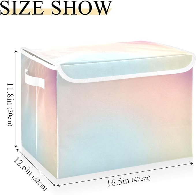 Rainbows Storage Containers with Lids Collapsible Clothing Storage Bins with Lids for Clothes for Office Supplies