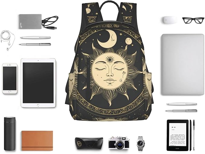 Anti Theft Laptop Backpack Travel Backpacks Bookbag for Women &amp Men College Backpack (tarot card magic boho Vintage Sun Moon Stars)