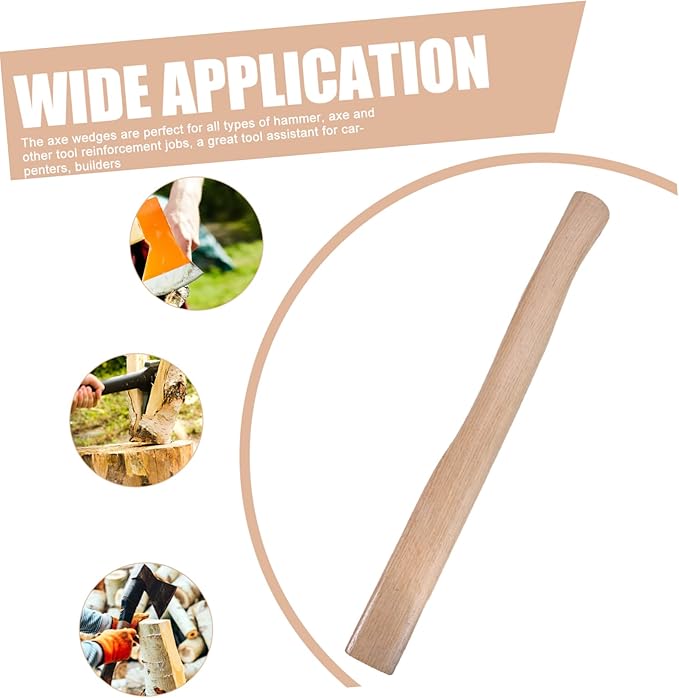 1 Set Wooden Axe Handle Replacement with Durable Wedges Woodworking Tool Skid Grip for Camping and Outdoor Use Sturdy and Easy to Install