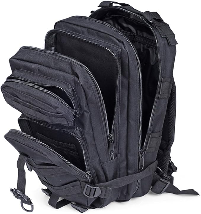 Military Tactical Backpack Assault Pack Molle Bug Out Bag Small Rucksack Molle Backpack for Hiking Camping Hunting Trekking Outdoor Tactical Combat Travel Bag 25L (Black)