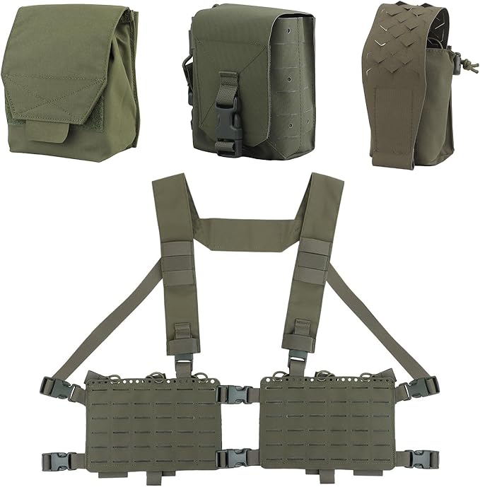 WoSporT Tactical Chest Pack with Walkie Talkie Carry Radio with 9MM/5.56 Mag Pouch with PRC152 radio