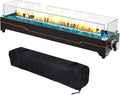 GRISUN 28 Table Top Propane Fire Pit 45000 BTU Tabletop Gas Fire Pit Tabletop Firepit for Patio Outdoor Portable Fireplace Rectangular Fire Bowl with Glass Wind Guard Glass Beads &amp Cover