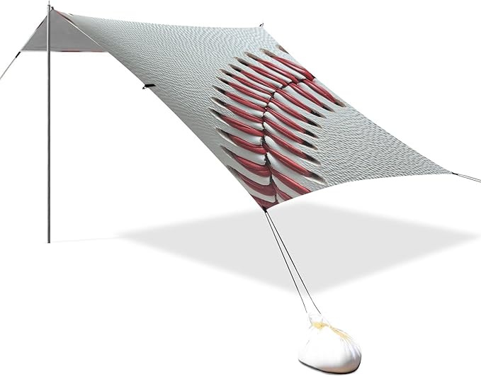 ALAZA Baseball Close Up Beach Tent Sun Shelter UPF50+ Protection Beach Shade Canopy w/ 4 Sandbags for Outdoor Camping Fishing Backyard Fun Picnic 10x9 ft