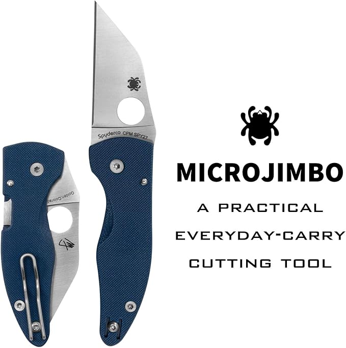 Blue G-10 Wharncliffe Spyderco MicroJimbo