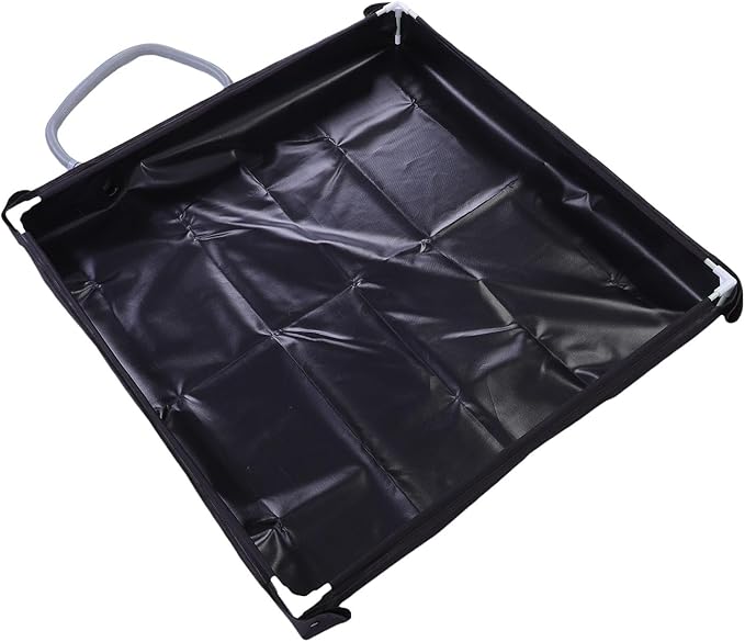 JTLB Portable Shower Tray 31.5x31.5x3.9 Inch Foldable Shower Base with Bottom Drain Detachable Drain Pipe for Tent Camping RV Beach (Black)
