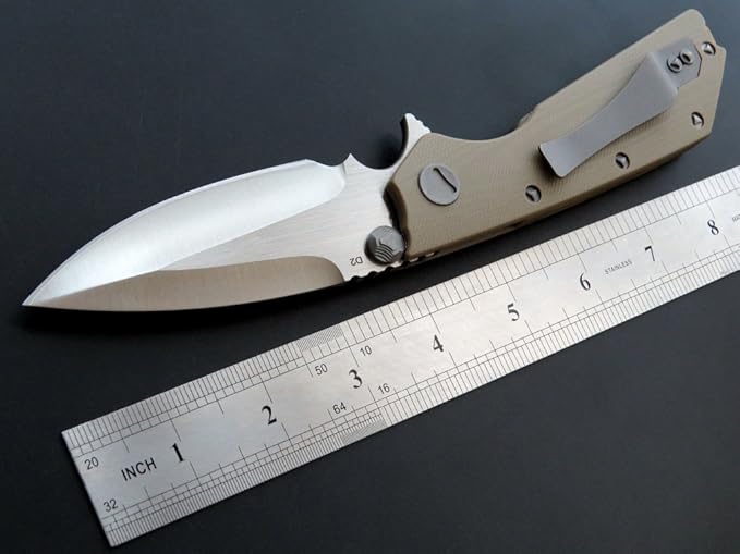 Eafengrow EF335 Folding Knives D2 Blade and G10 Handle5 inch Closed EDC Pocket Folding Knife with Clip (gray)