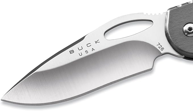 Buck Knives 726 Mini Spitfire Folding EDC Knife 2-3/4” Pocket Knife Blade Lockback Design Aluminum Handles 420HC Stainless Steel Drop Point Folding Blade Made in the USA Gray 2.1 oz