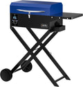 BBQ Wood Pellet Grill Smoker with Foldable Cart Meat Probe 2 Tiers Cooking Area Portable Smoking Grilling Stove for Outdoor Patio Cooking RV Camping Tailgating Blue GS342