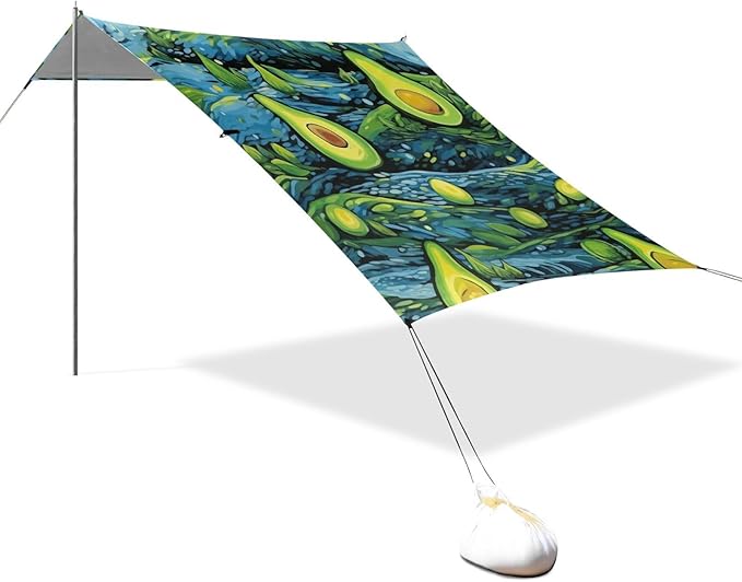 ALAZA Avocado Night Galaxy Starry Beach Tent Sun Shelter Portable Canopy Sunshade for Outdoor Camping Picnics Backyard Fun 10x9 ft