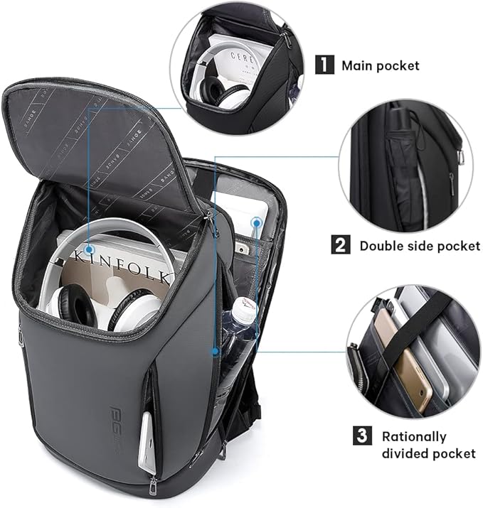 BANGE Business Smart Backpack Waterproof fit 15.6 Inch Laptop Backpack with USB Charging PortTravel Durable Backpack