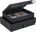 HofferRuffer Photo Storage Boxes with Dust-Proof Lid Set of 2 Faux Leather Lidded Storage Bins Photo Jewelry Scrapbooking Supplies Keepsake Organizer for Elegant Home &amp Office Decor (Black)
