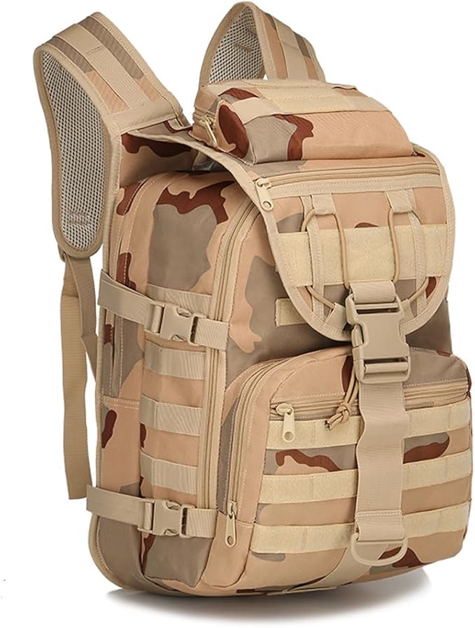 Outdoor Tactical Backpack Military Molle Bag Hiking Daypacks for Camping Trekking Hunting Traveling Motorcycle (Sansha Camouflage)