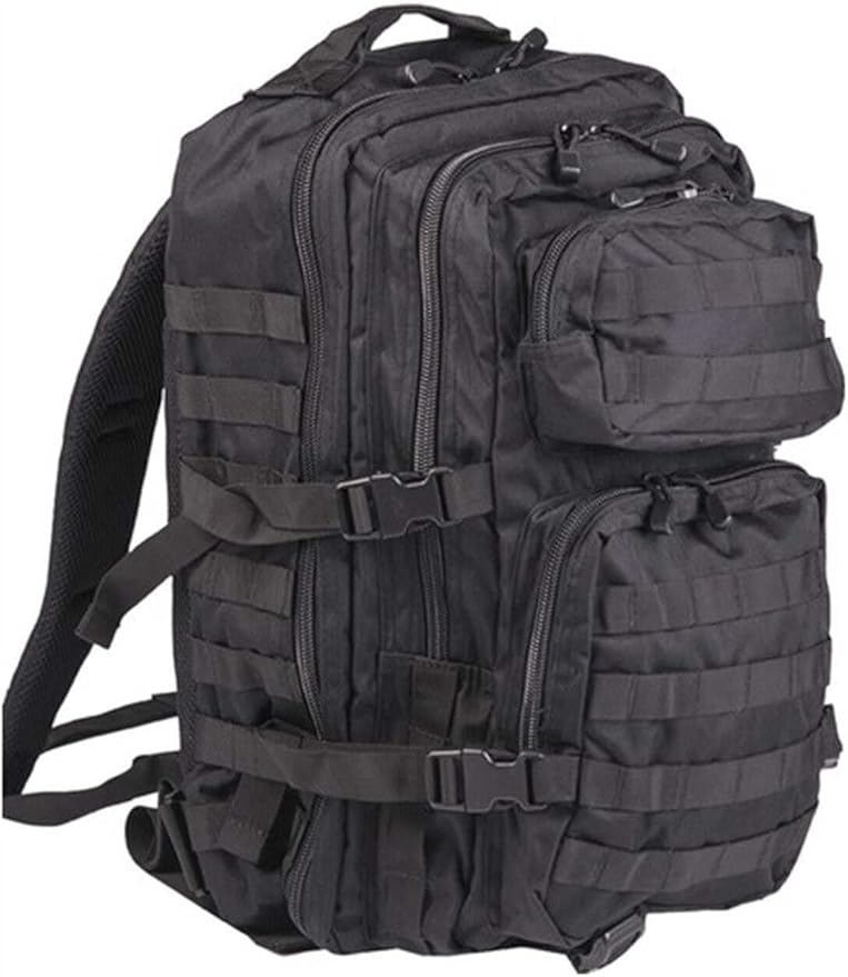 Mil-Tec Unisex Assault Pack - Rugged Durable Lightweight Ergonomic Versatile Tactical Outdoor Camping Hiking Backpack with Adjustable Padded Shoulder Straps &amp MOLLE Loops Black 36L