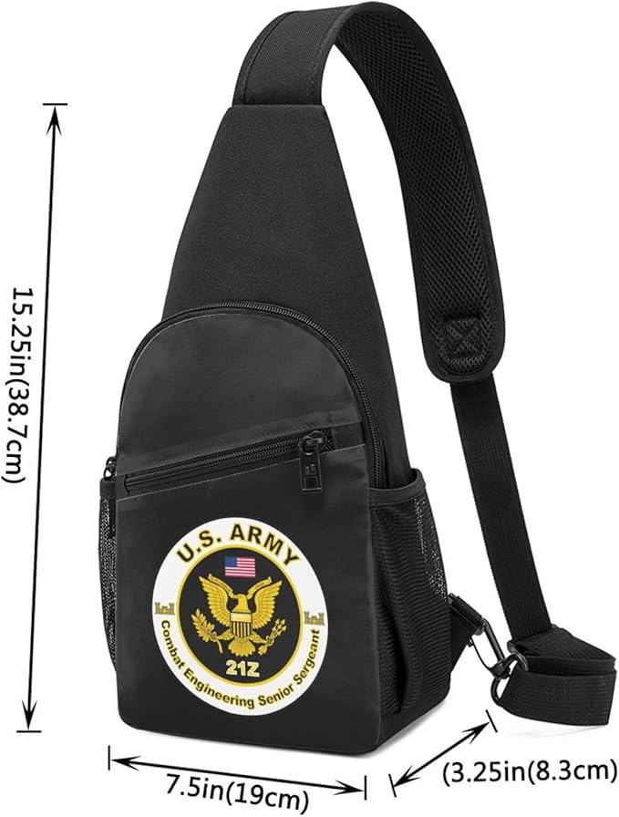 US Army MOS 21Z Combat Engineering Senior Sergeant Chest Pack Leisure Shoulder Crossbody Chest Bag