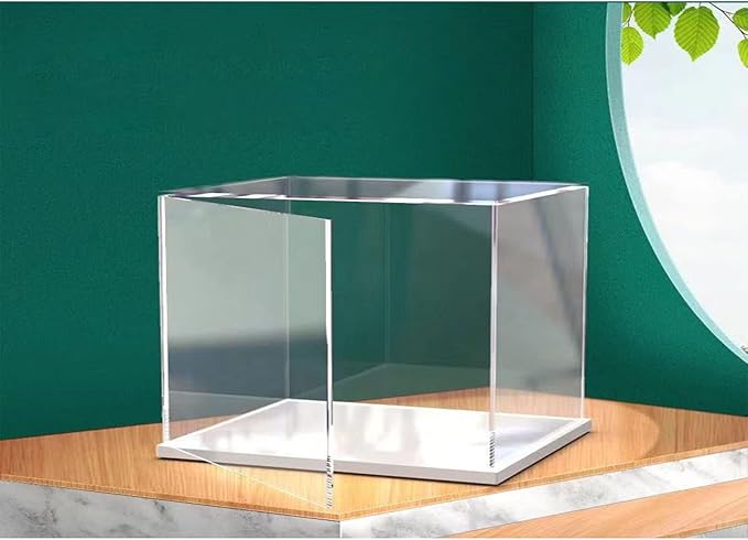 MECC Openable Clear Acrylic Display Case-Assemble Countertop Box with White Base for Display-Clear Display BoxDustproof Protection Showcase for Figures Toys Collectibles (16x12x10inch/40x30x25cm#)