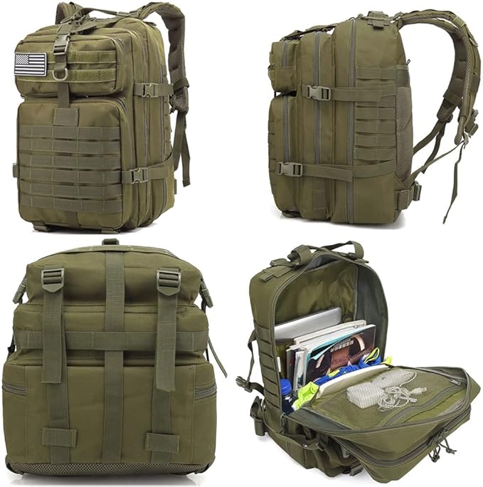 50L Large Capacity Men Army Military Tactical Backpack 3P Softback Outdoor Waterproof Bug Rucksack Hiking Camping Hunting Bags(Green)