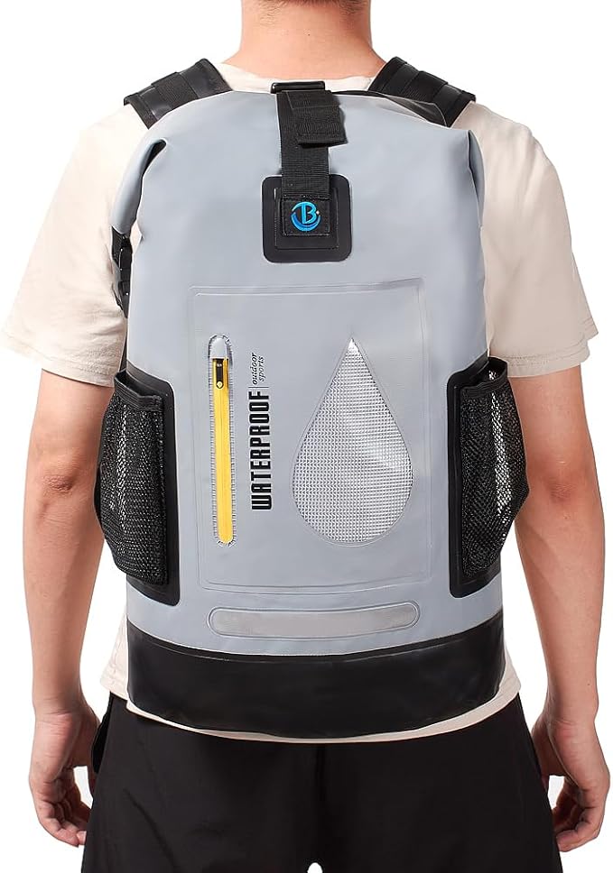 XhuangTech 30L Waterproof Drybag Water Sports Floating Backpack Durable Heavy Duty Duffel Bag for Kayaking Rafting Boating FishingCamping (Gray 30L)