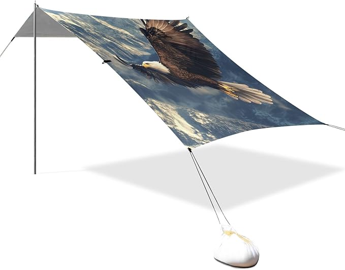 ALAZA Eagles Soars Over The Mountains Beach Tent Sun Shelter Portable Canopy Sunshade for Outdoor Camping Picnics Backyard Fun 10x9 ft