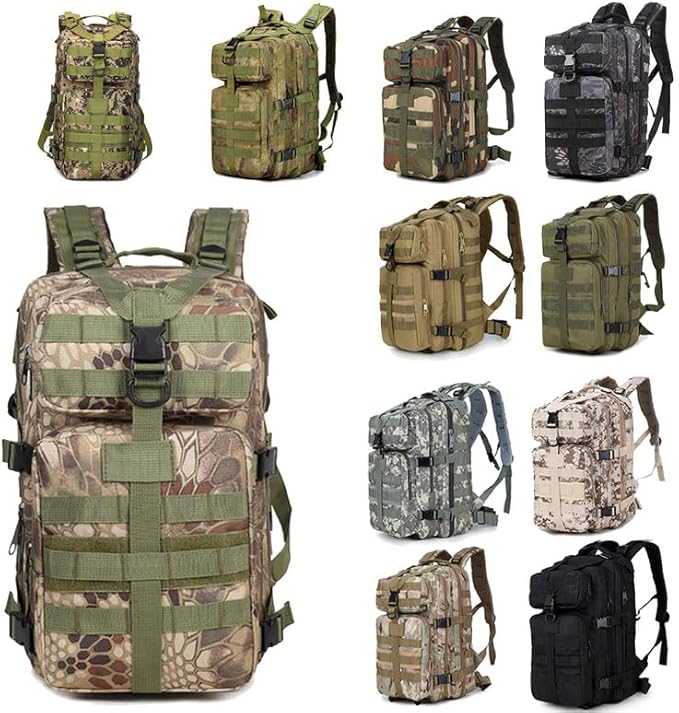 Outdoor Sports Pack Hiking Bag Tactical Rucksack Camo Knapsack Combat Camouflage Tactical 35L Molle Backpack - DW