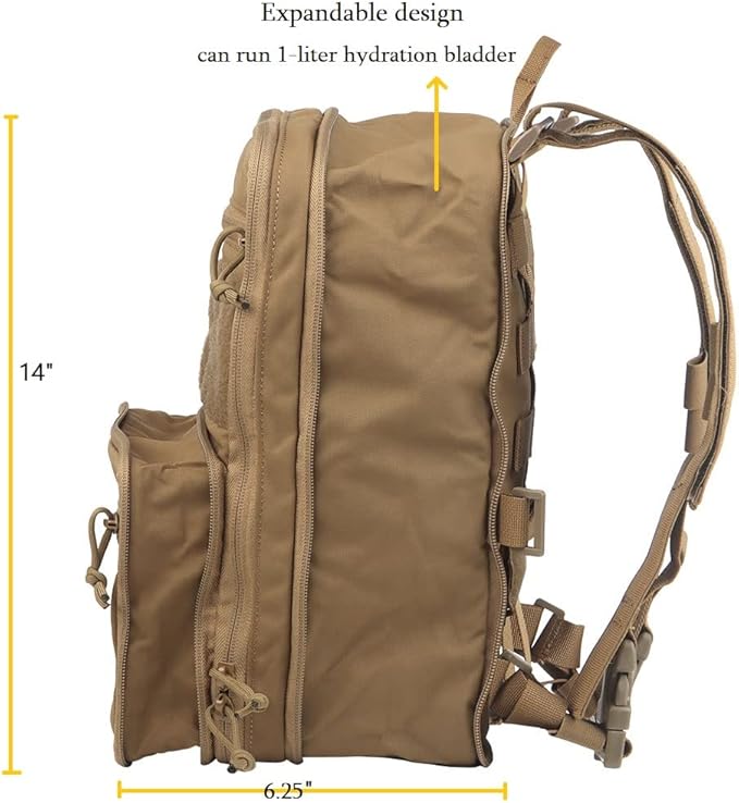 Tactical Expandable Hydration Backpack MOLLE Multi-purposed Airsoft Utility Bag for Travelling Hiking Hunting