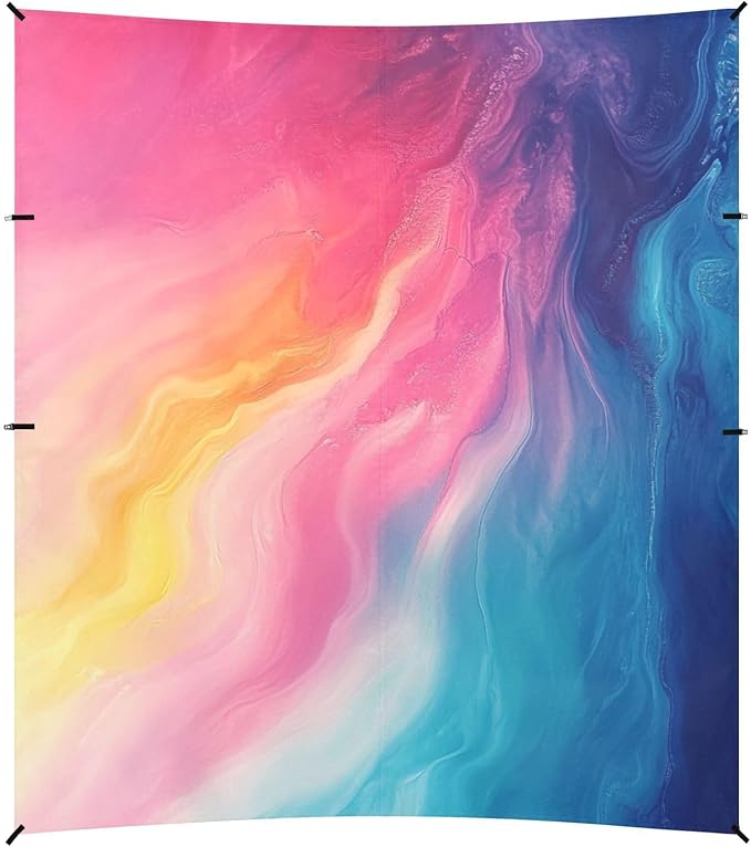 ALAZA Pink Yellow Blue Rainbow Color Beach Tent Sun Shelter Portable Canopy Sunshade for Outdoor Camping Picnics Backyard Fun 10x9 ft