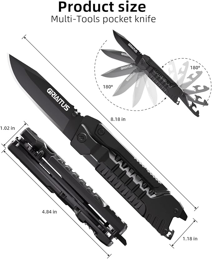 Multitool Knife 17 in 1Fire Starting Sticks Bottle Opener Saw Screwdrivers Bottle Opener Whistle Window Breaker and More -Perfect for Camping Outdoor Survival and Everyday UseGifts for Men Dad