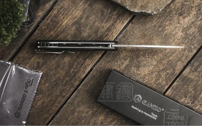 Firebird Ganzo G769-BK EDC Folding Pocket Knife Razor Sharp D2 Stainless Steel Blade G10 Handle with Clip Outdoor Hunting Fishing Hiking Folder Best Gift for Men (Black)