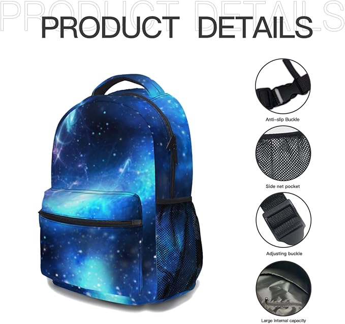Galaxy Backpack for Teen Girls and Boys Cosmic Pattern Lightweight School Backpack 17.32 x 12.59 x 5.9 Inch for Ages 10 to 14 Starry Sky Bookbag for Back to School and Daily Use