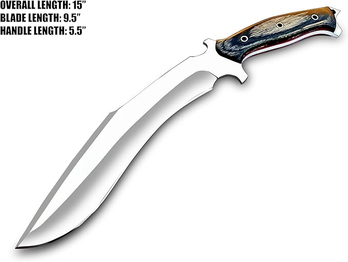 WARIVO Handmade D2 Kukri Knife - 15 Inch Fixed Blade Full Tang Machete for survival Clearing Bush Yard Work Gardening Camping Hiking and Bushcraft Outdoor Activities