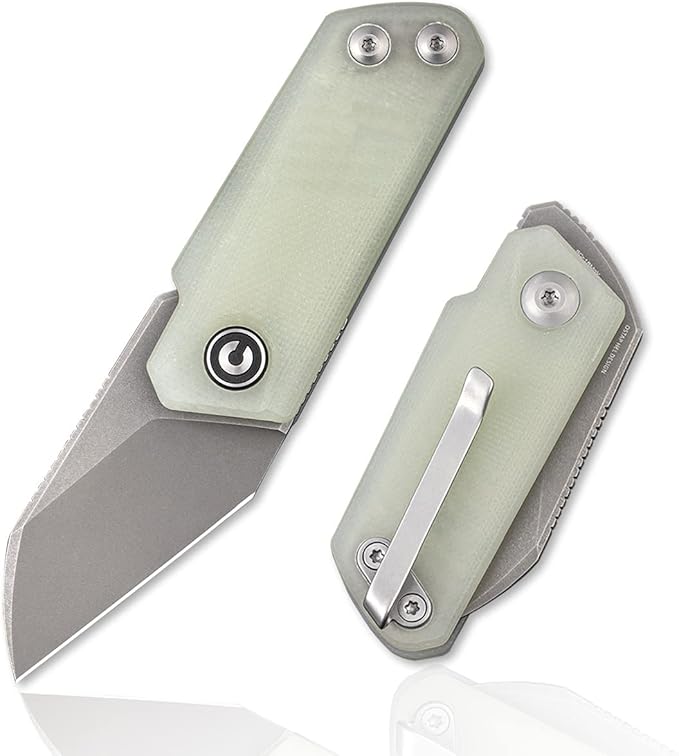 CIVIVI Ki-V Front Flipper Pocket Knife Double Detent Slip Joint Small Folding Knife with Deep Carry Pocket Clip For Easy EDC C2108A (Natural)