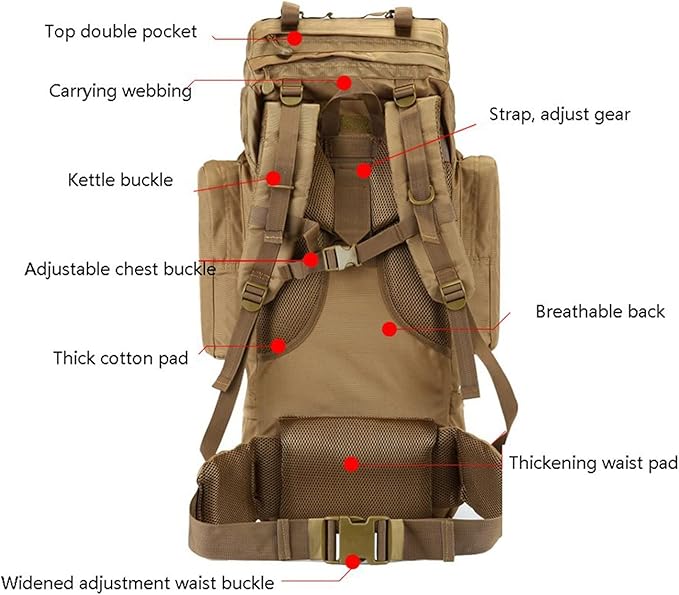 Hiking Backpack - Waterproof Backpack 100L Outdoor Mountaineering Bag Men and Women Travel Bag Large Capacity Tactical Mountain Travel Rucksack (Color : C Size : 100L)