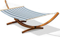 Lazy Daze Hammocks 12 FT 2 Person Double Quick Dry Textilene Hammock with Curved Steel Heavy Duty Stand for Outside Backyard Patio 450 Lbs Capacity Blue White Stripes