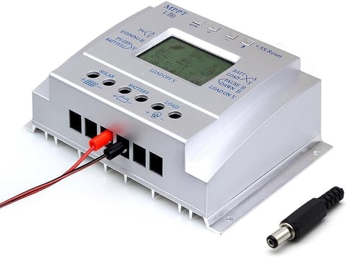 80A Solar Charge Controller 80 amp Solar Panel Regulator with Load Timer 12V 24V Auto with LCD Display USB 5V 1500mA and Usd for Control Landscape Lights and Water Features
