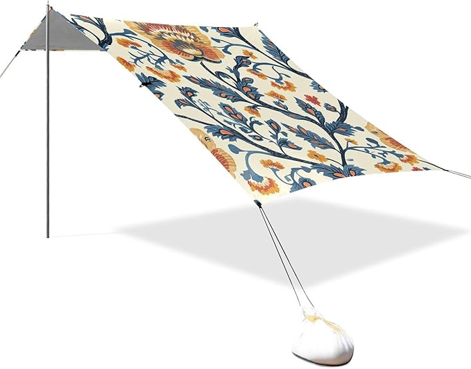 ALAZA Indian Traditiona Tribal Flower Beach Tent Sun Shelter Portable Canopy Sunshade for Outdoor Camping Picnics Backyard Fun 10x9 ft