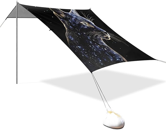 ALAZA Black Galaxy Beach Tent Sun Shelter UPF50+ Protection Beach Shade Canopy w/ 4 Sandbags for Outdoor Camping Fishing Backyard Fun Picnic 10x9 ft