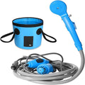 DC 12V Car Shower Outdoor Bather Charging Model with Folding Bucket Portable Outdoor Shower Convenient for Camping (Blue)