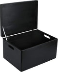 Creative Deco Large Black Wooden Box Storage with Hinged Lid | 15.8x11.8x9.44in (+-0.5) | Keepsake Gift Box Storage Document | Wood Chest Trunk PRODUCT NOT INTENDED FOR 15 YEARS OR BELOW