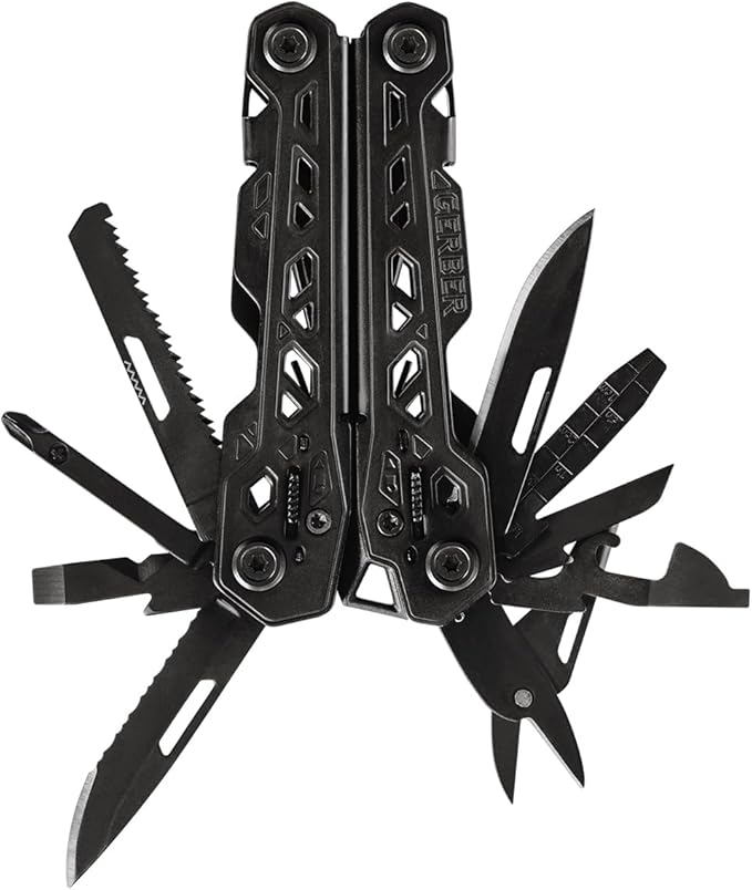 Gerber Gear Truss 17-in-1 Multitool with Pocket Knife and Needle Nose Pliers - Gifts for Men Compact EDC Gear Black with Standard Sheath