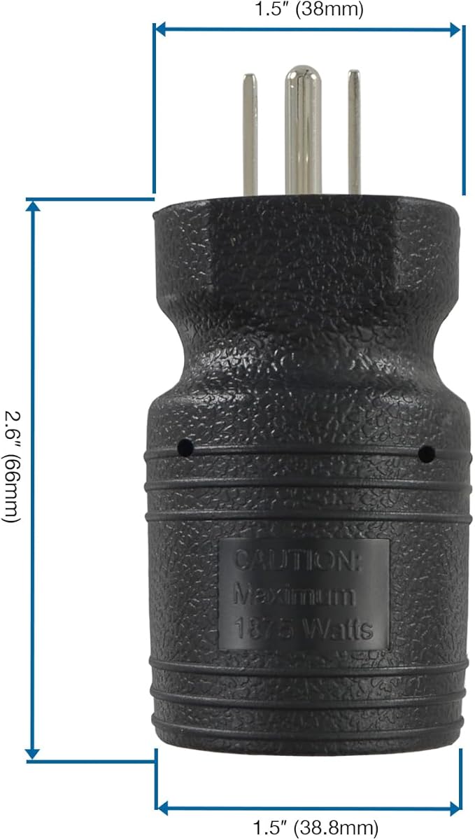 Conntek NEMA 5-15P to NEMA L5-20R Locking Plug Adapter 15 Amp to 20 Amp Plug Adapter