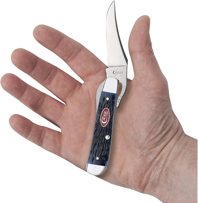 Case WR XX Pocket Knife Navy Blue Jigged Bone Russlock Item #7057 - (61953L SS) - Length Closed: 4 1/4 Inches